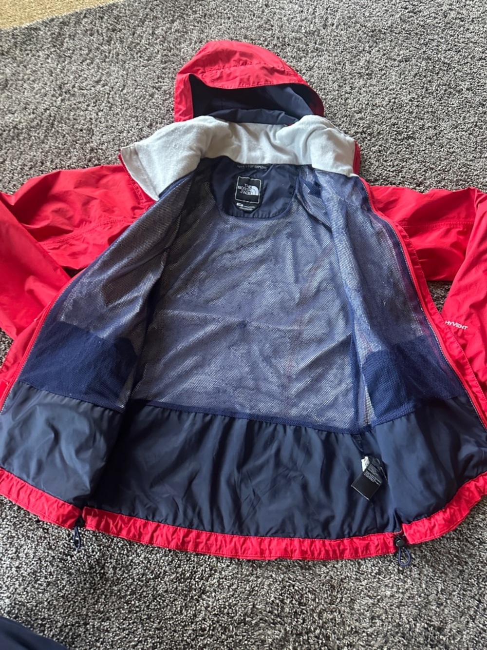 The North Face Red Woman’s Hooded Rain Jacket Small Snow Winter Bright Utility - Picture 5 of 8